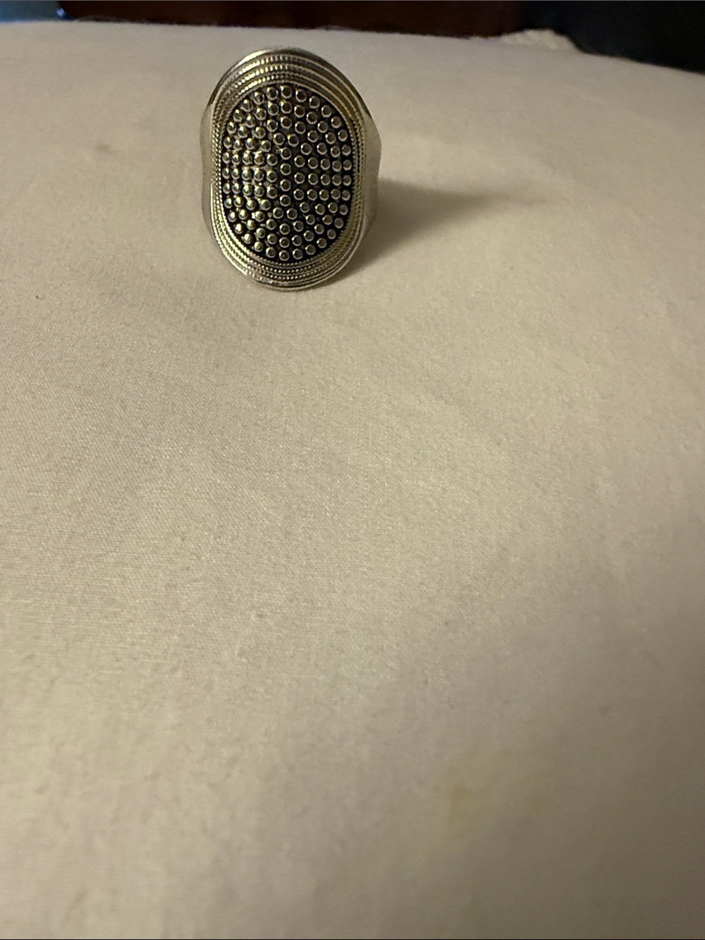 Textured Oval Silver Cocktail Ring